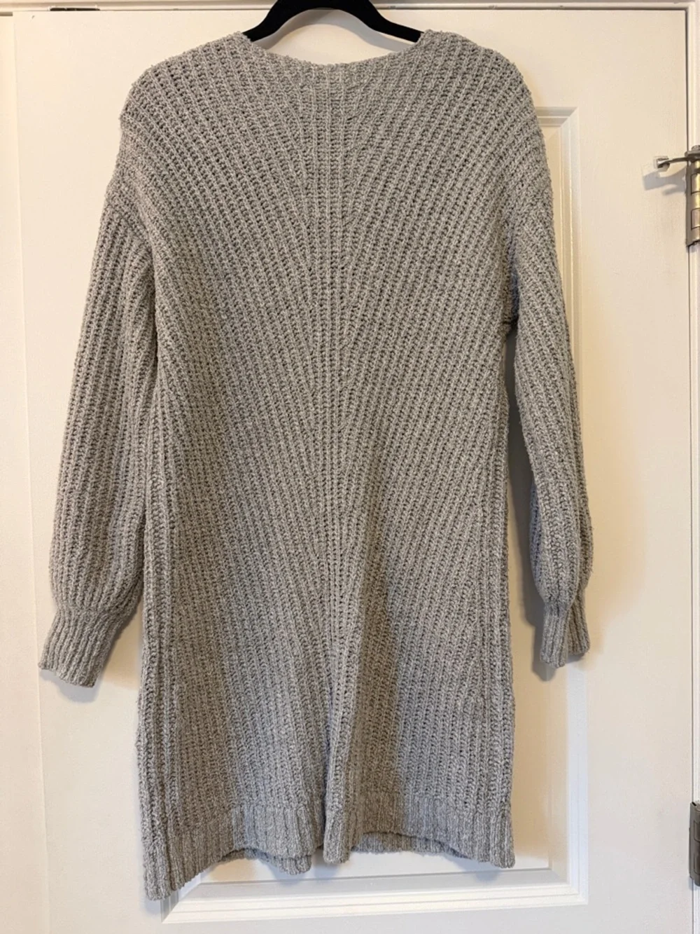 American Eagle Cozy V-Neck Gray Knit Sweater Dress - Picture 3 of 3